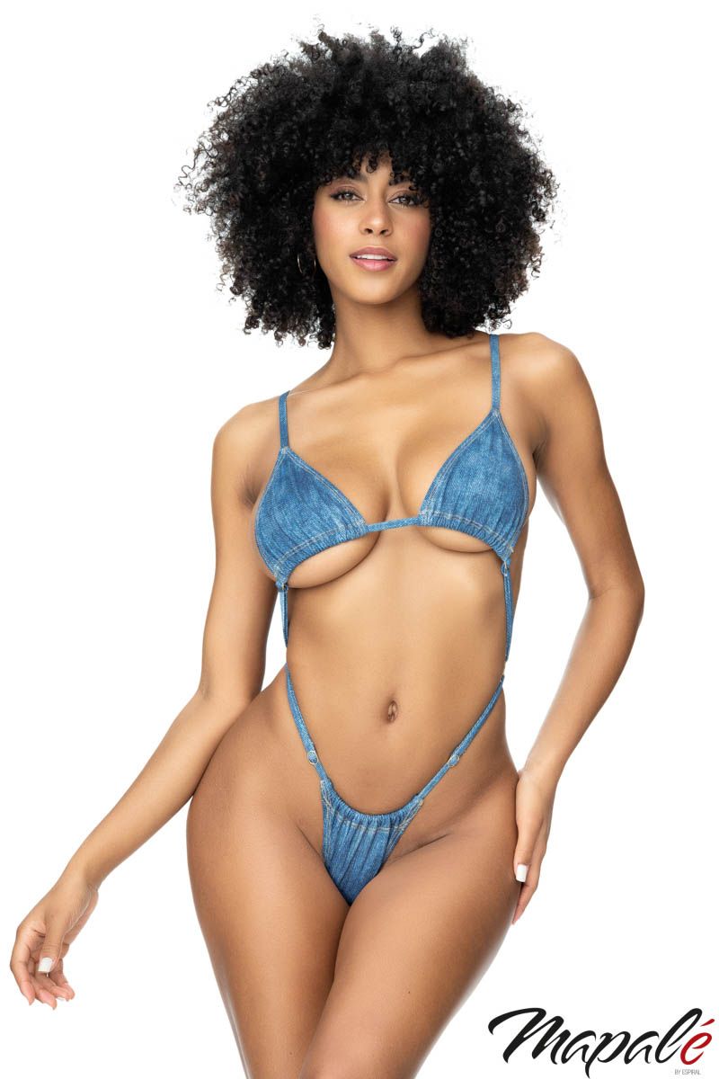 STRAPPY DENIM SWIMSUIT