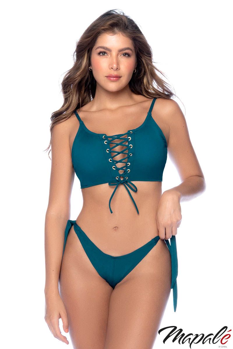 LACE-UP BIKINI SWIMSUIT