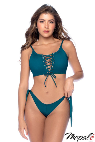 LACE-UP BIKINI SWIMSUIT