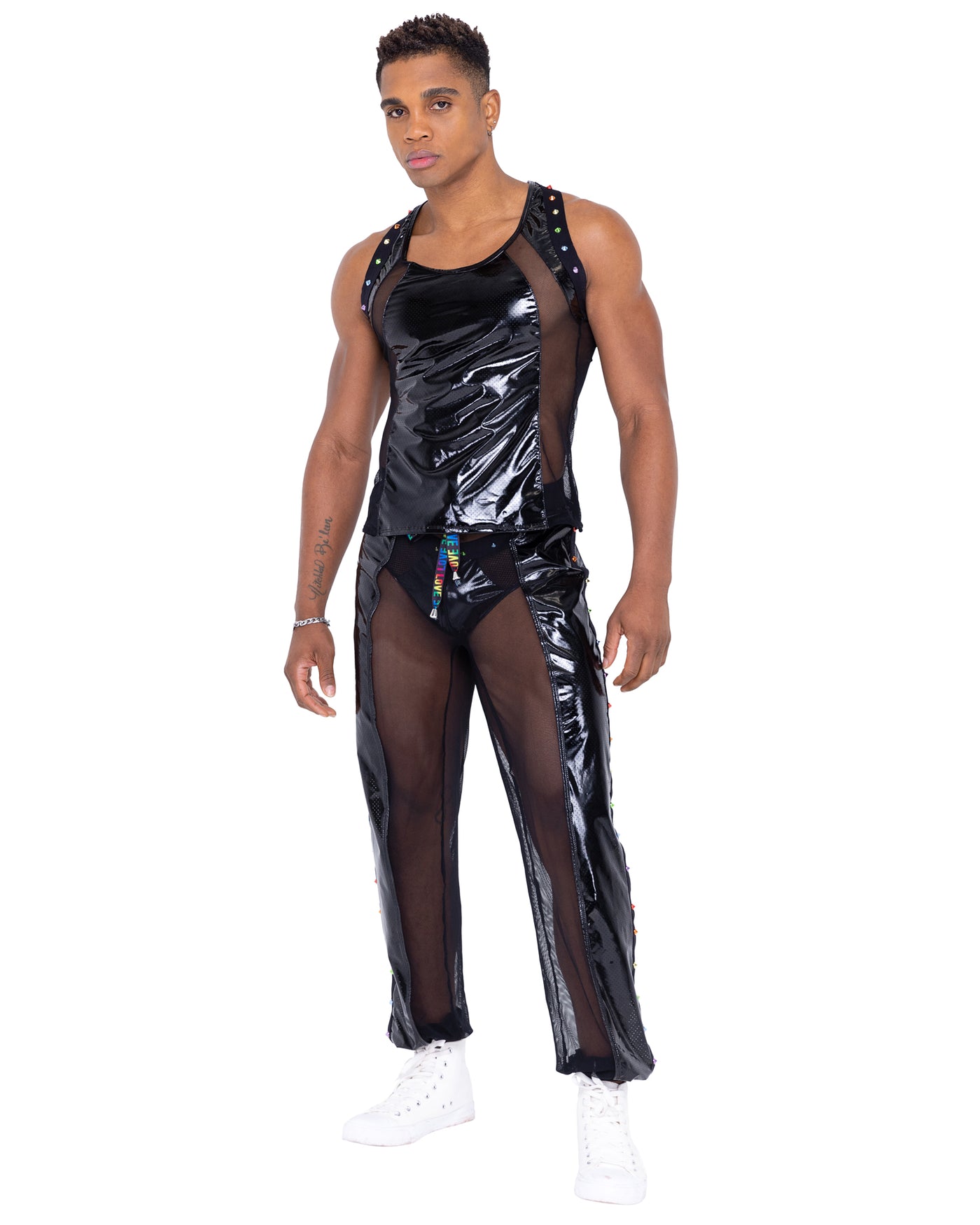 MEN'S VINYL & MESH JOGGERS