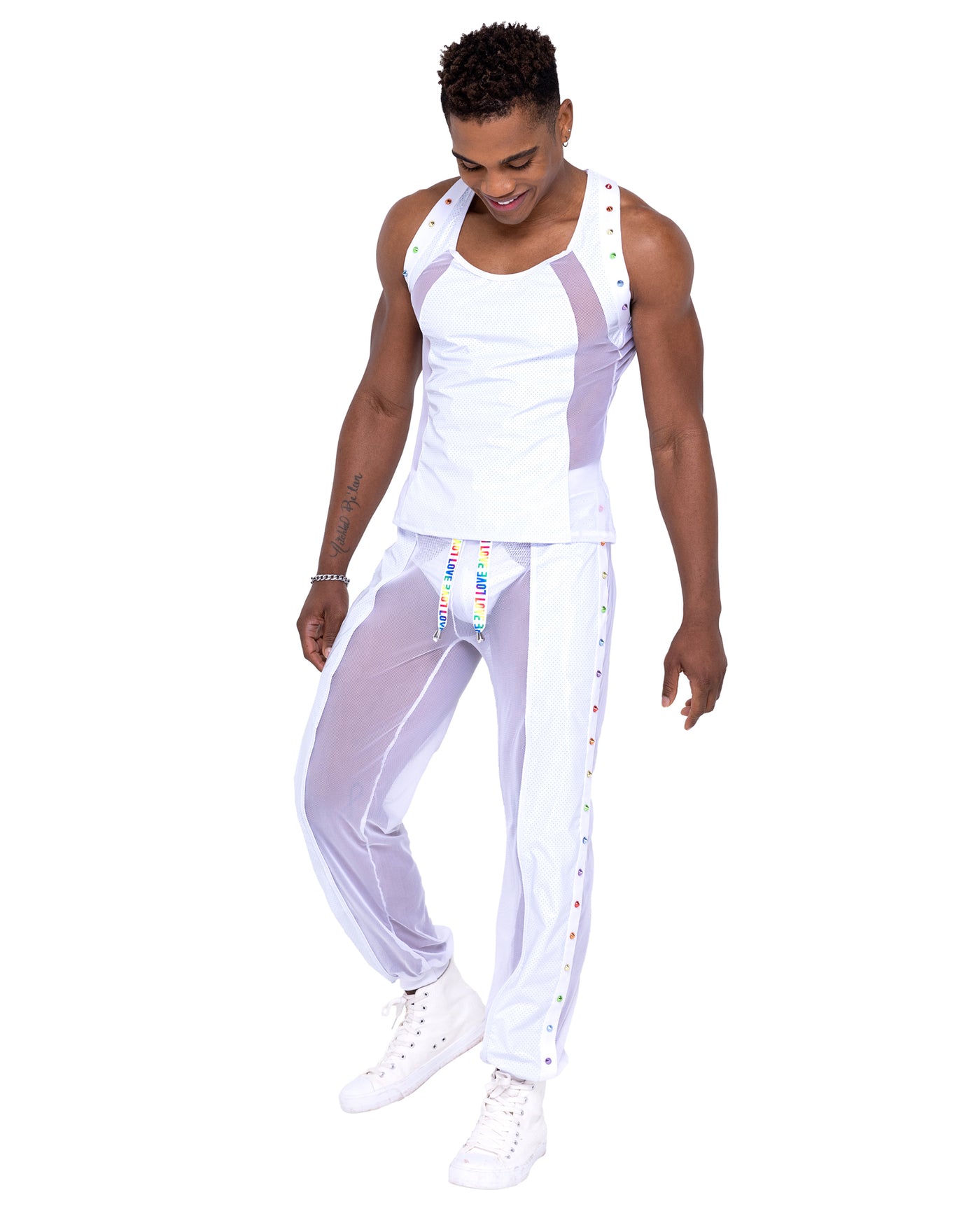 MEN'S VINYL & MESH JOGGERS